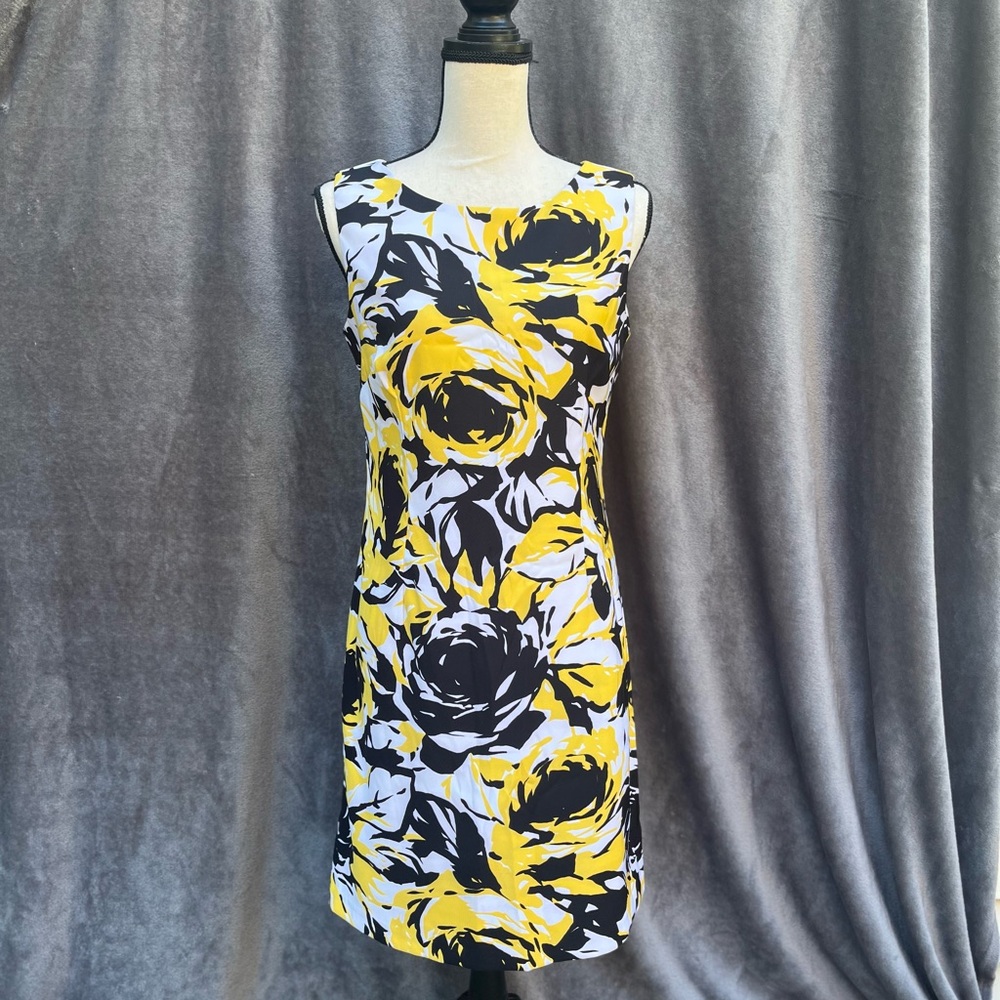 Perceptions Yellow and Black Floral Mini Dress